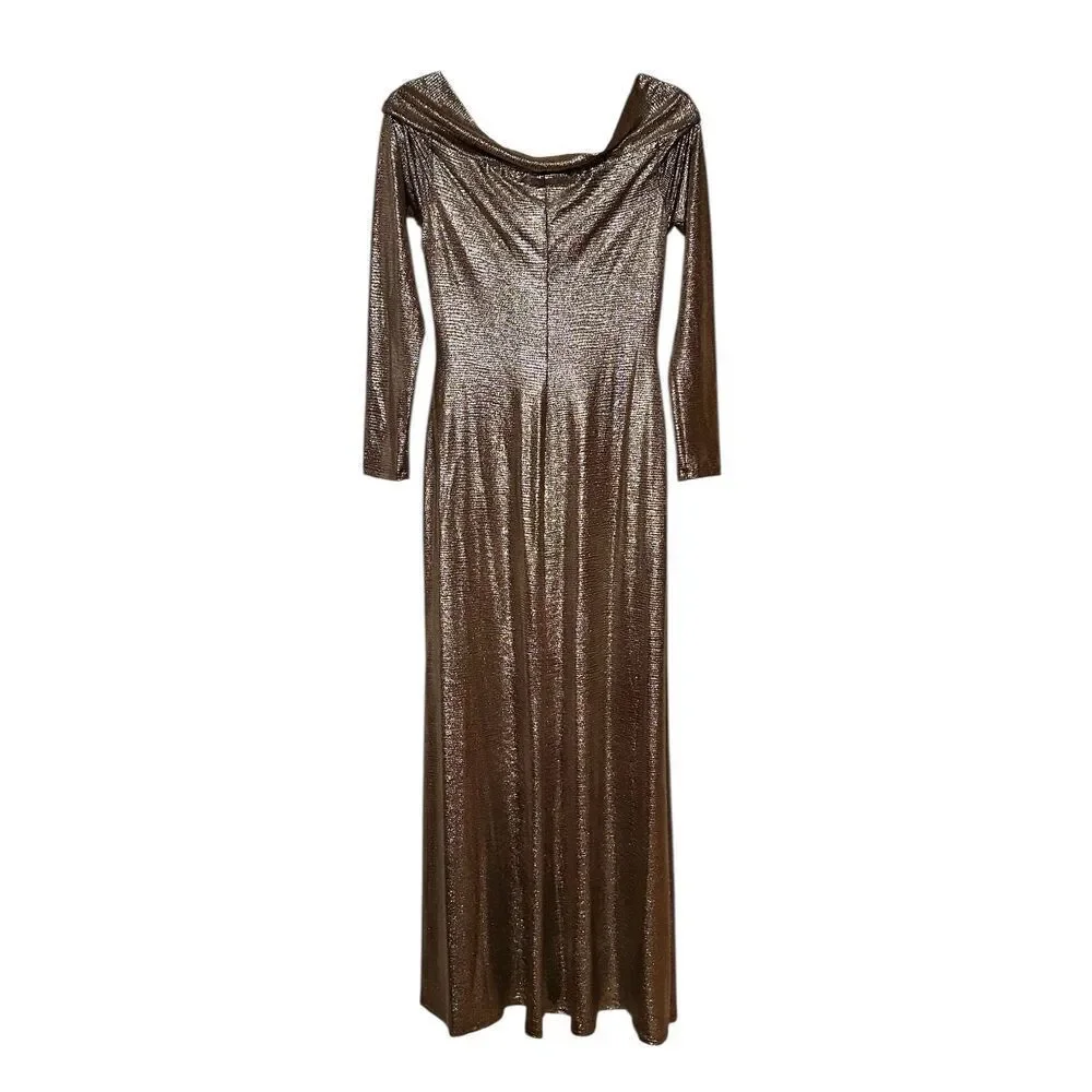 Lauren Ralph Lauren Metallic Off The Shoulder Gown NWT Size 8
